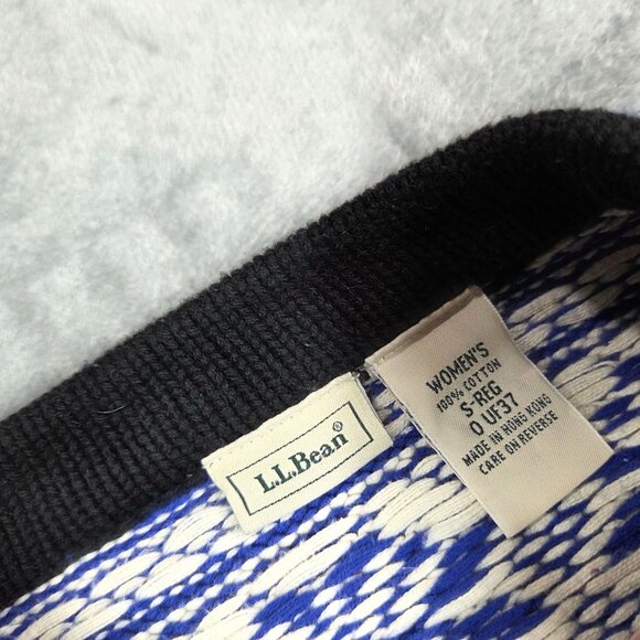 Vintage LL Bean Sweater Womens Small Blue Nordic Fair Lisle Henley Pullover - Picture 4 of 9